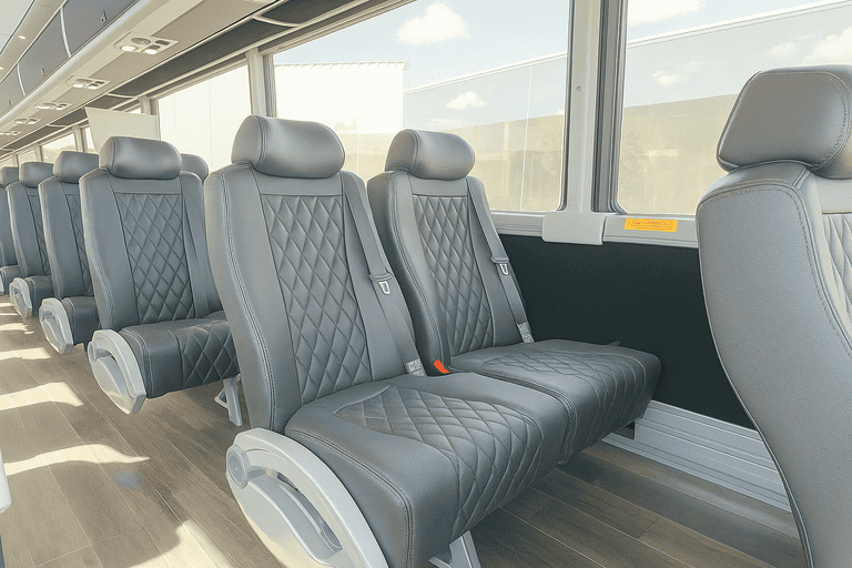 interior of Caldwell Coach Bus Service charter bus