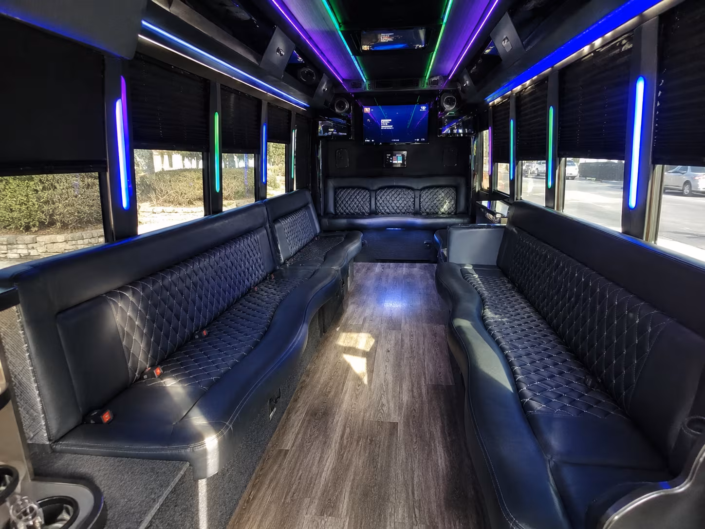 caldwell 15 passenger party bus interior
