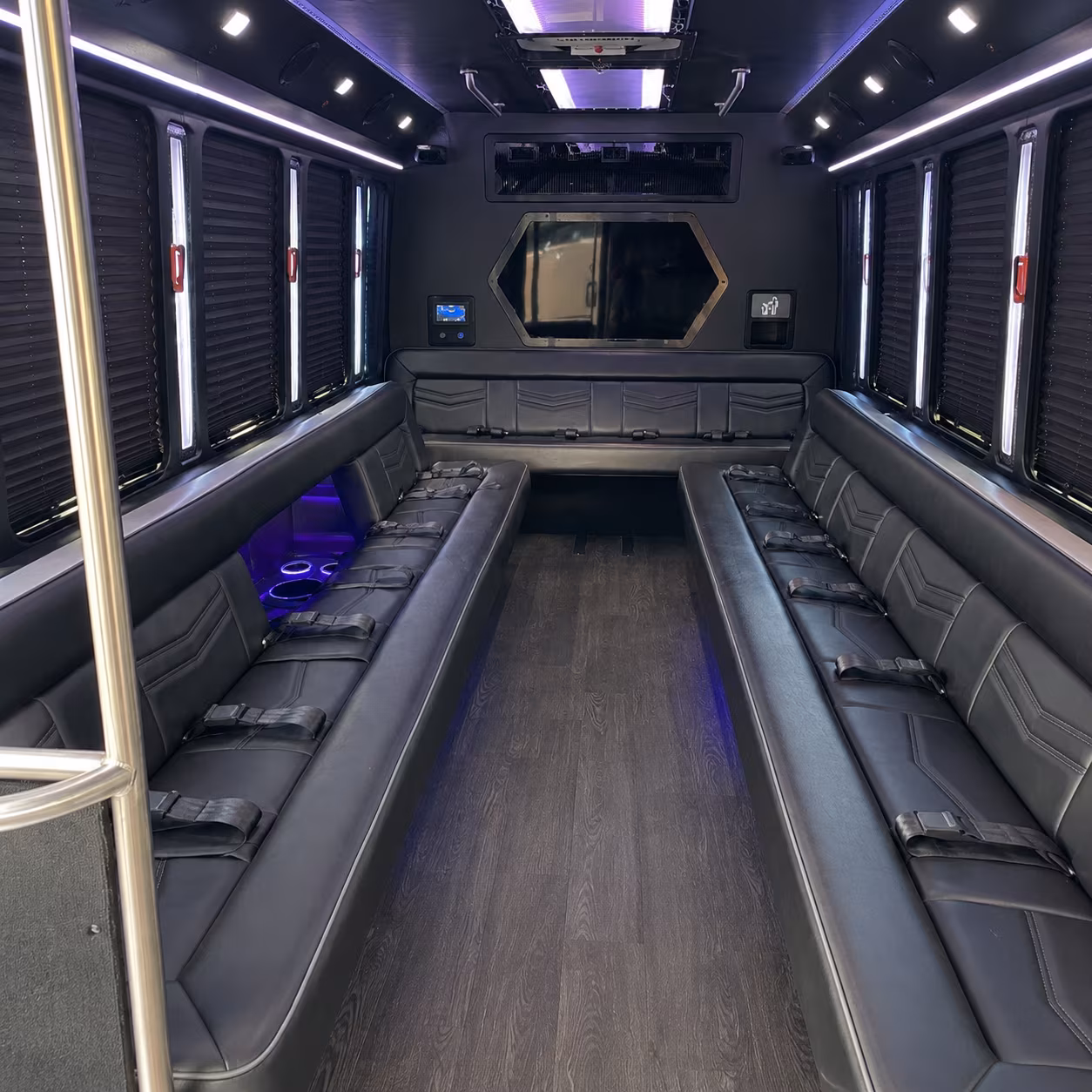 caldwell 18 passenger party bus interior
