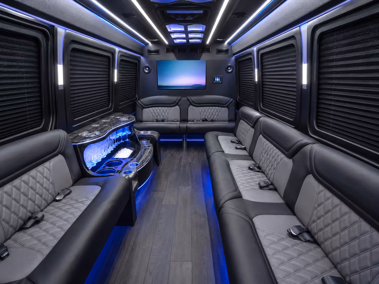 caldwell 20 passenger party bus interior
