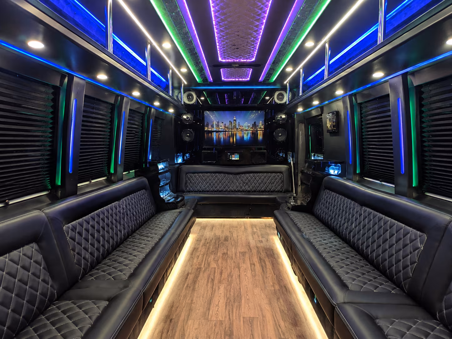 caldwell 25 passenger party bus interior