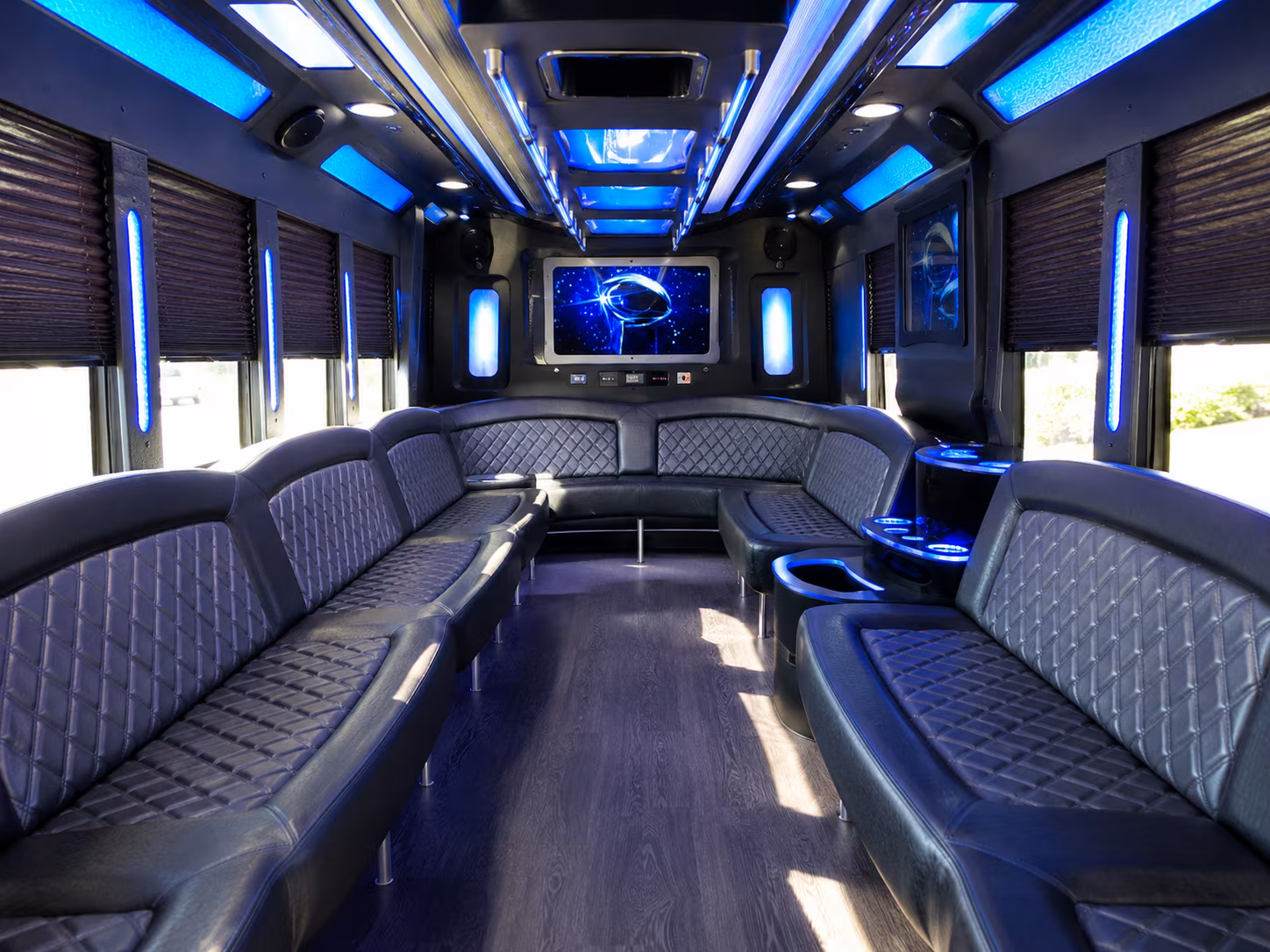 caldwell 28 passenger party bus inside