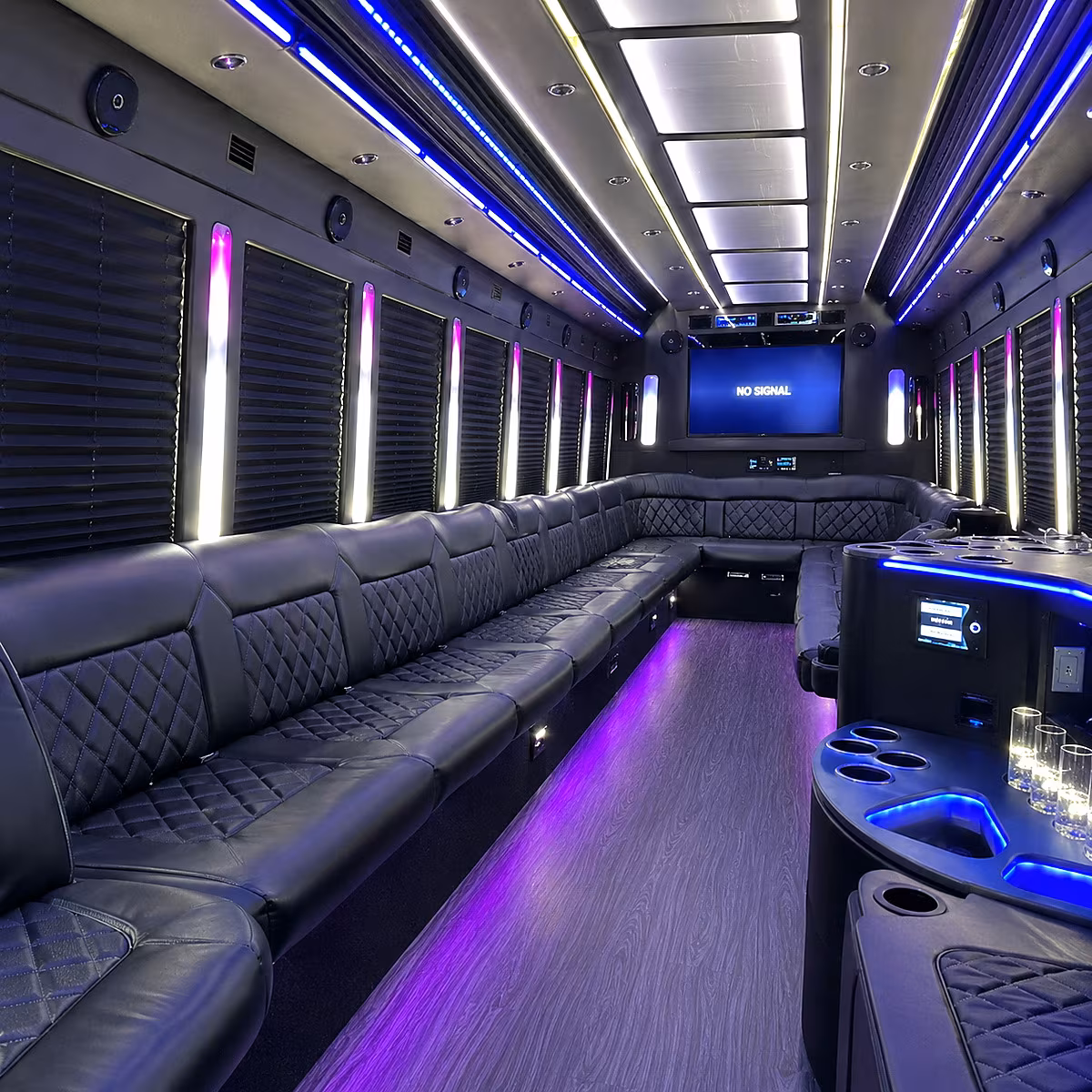 caldwell 30 passenger party bus inside