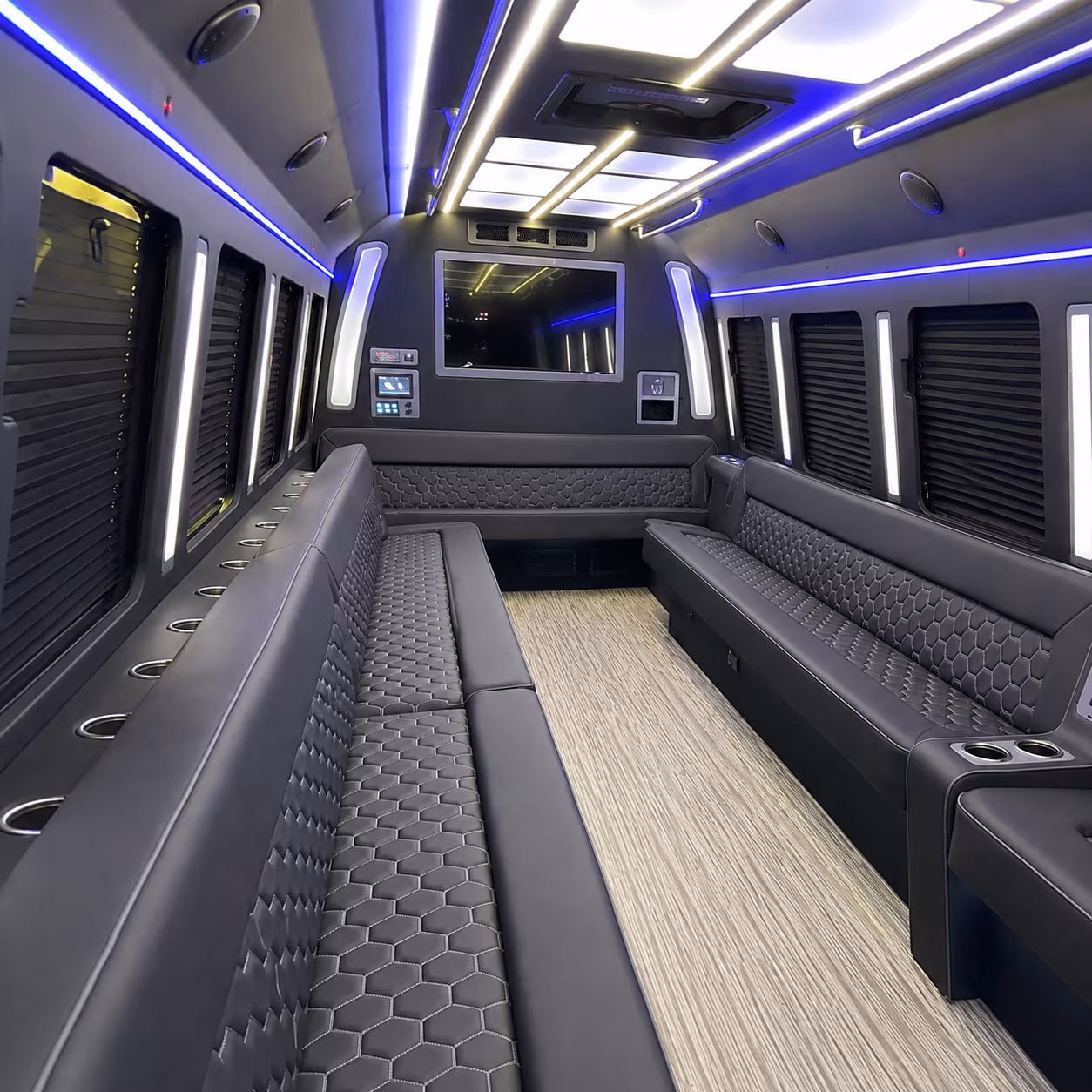 caldwell 40 passenger party bus inside